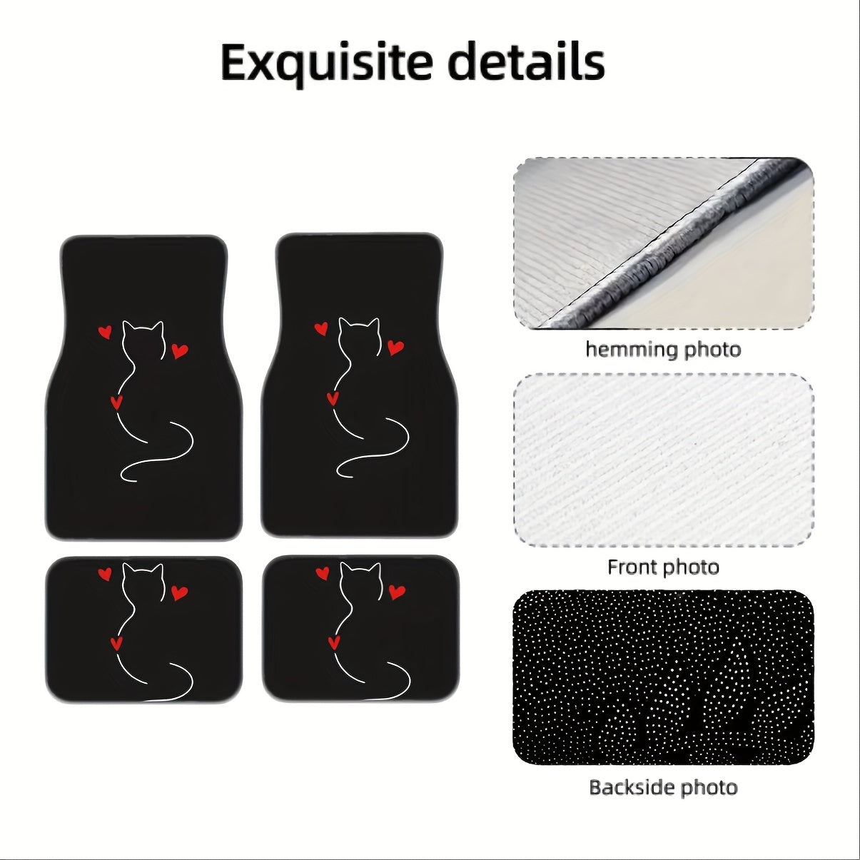 Universal Car Floor Mats Polyester Cute Cat Pattern for All Vehicles