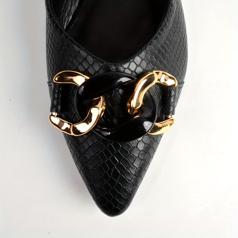 Women's Pointed Toe Slip-On Flats Black White PU Ballet Shoes Comfortable All-Season