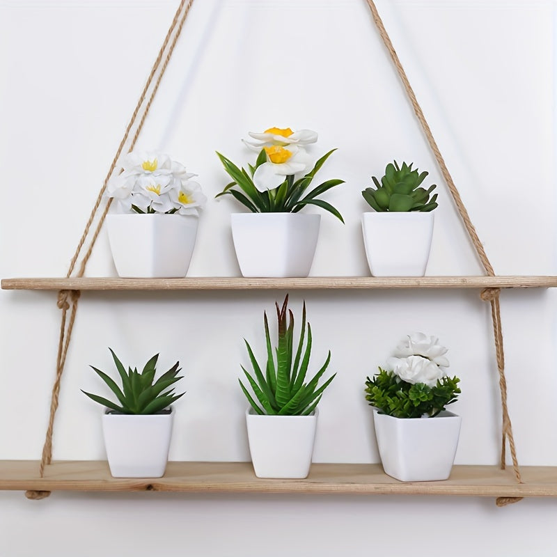 6pcs Artificial Succulents in White Pots for Home Office Decor Realistic Mini Plants