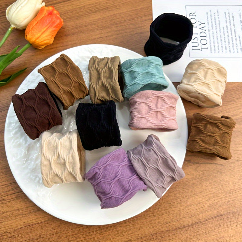 Women's Hair Scrunchies Soft Stretchy Fabric Non-Slip Wide Colorful Elastic Bands