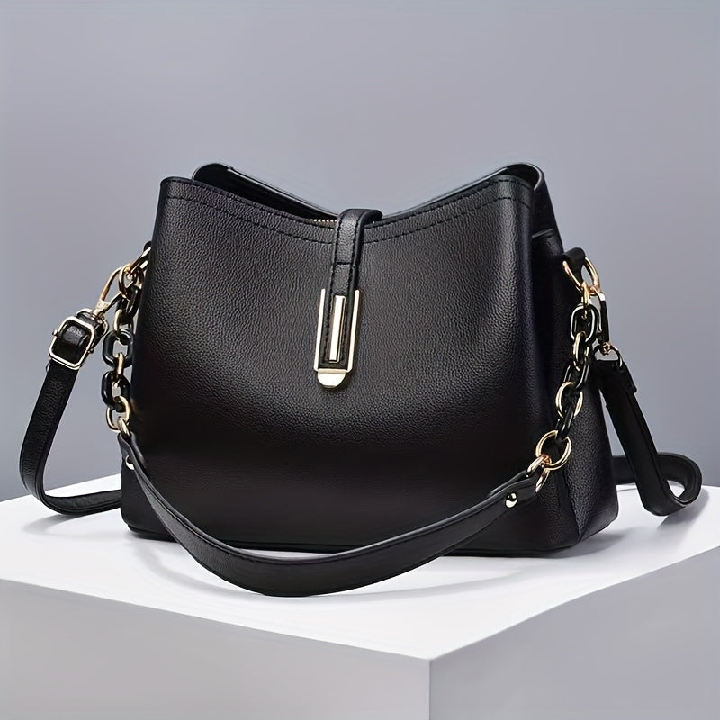 Women's White PU Shoulder Crossbody Bag for Spring and Summer Elegant Fashion