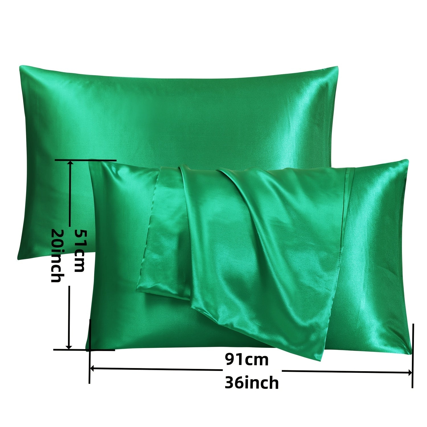 Set of 2 Soft Satin Pillowcases Hair Skin Friendly Envelope Closure