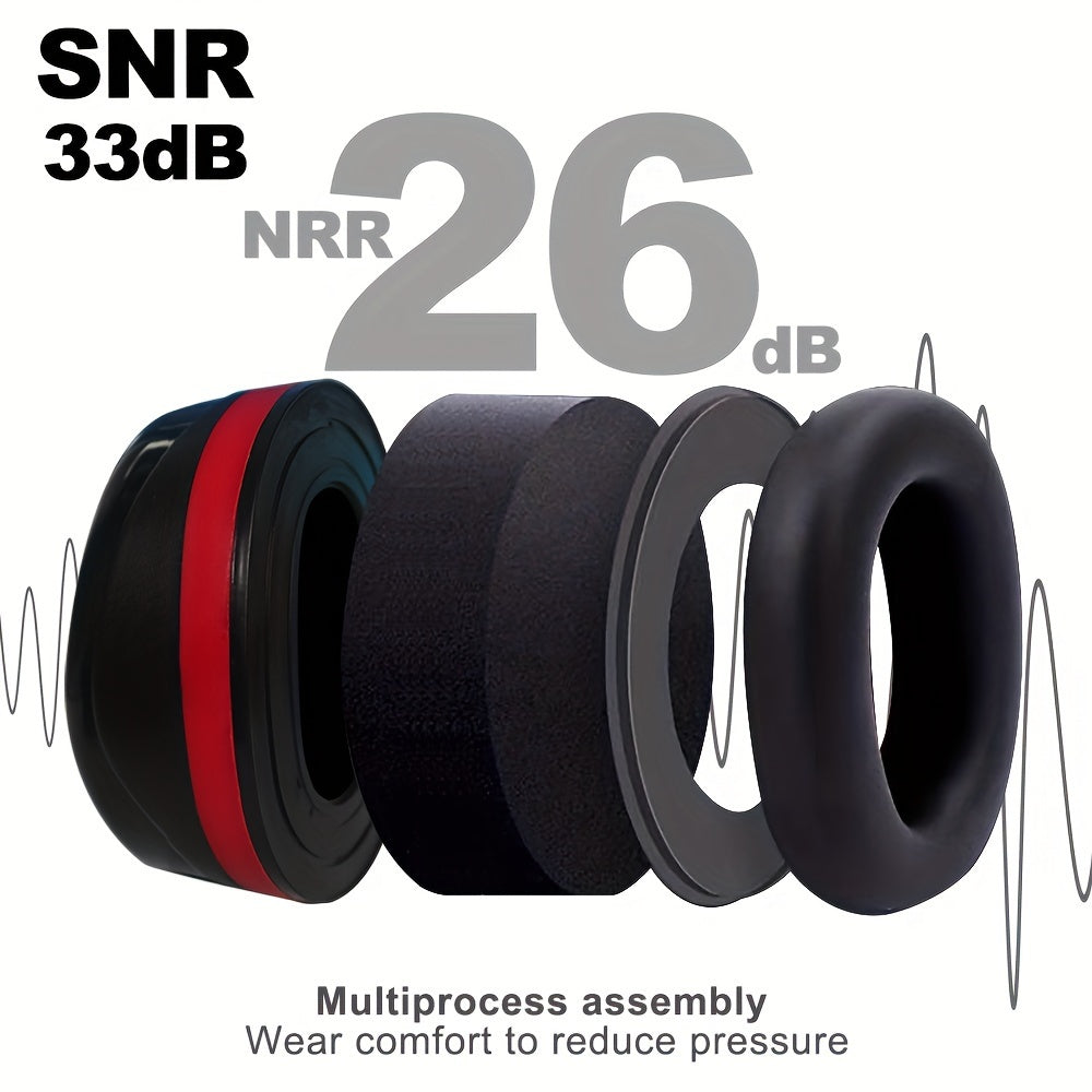 Heavy-Duty Noise Cancelling Ear Muffs with Thickened Headband SNR 33dB for Gardening Construction Work