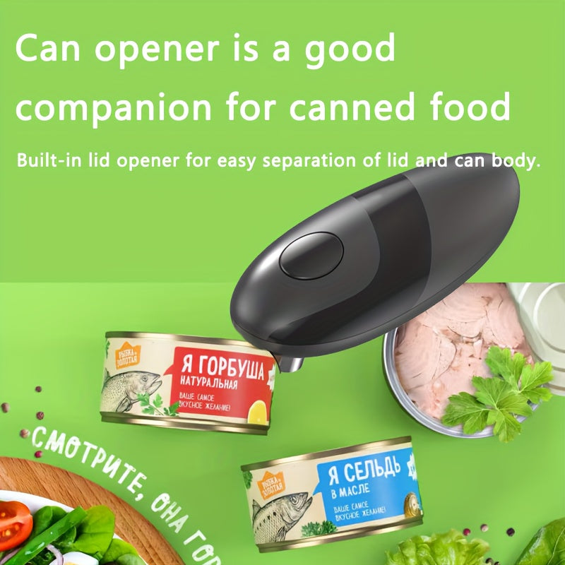 Electric can opener with built-in lid and bottle opener opens 100 cans