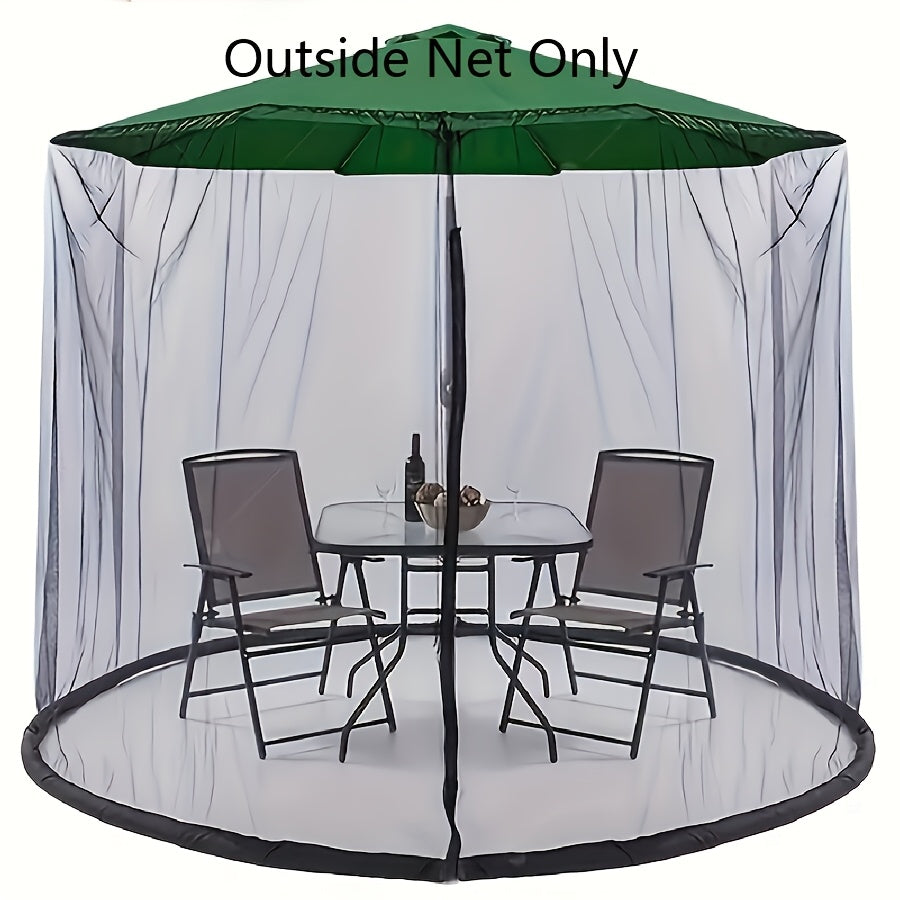 Mosquito Net for Patio Umbrella with Zipper Door Black 3.35m Outdoor Mesh Screen