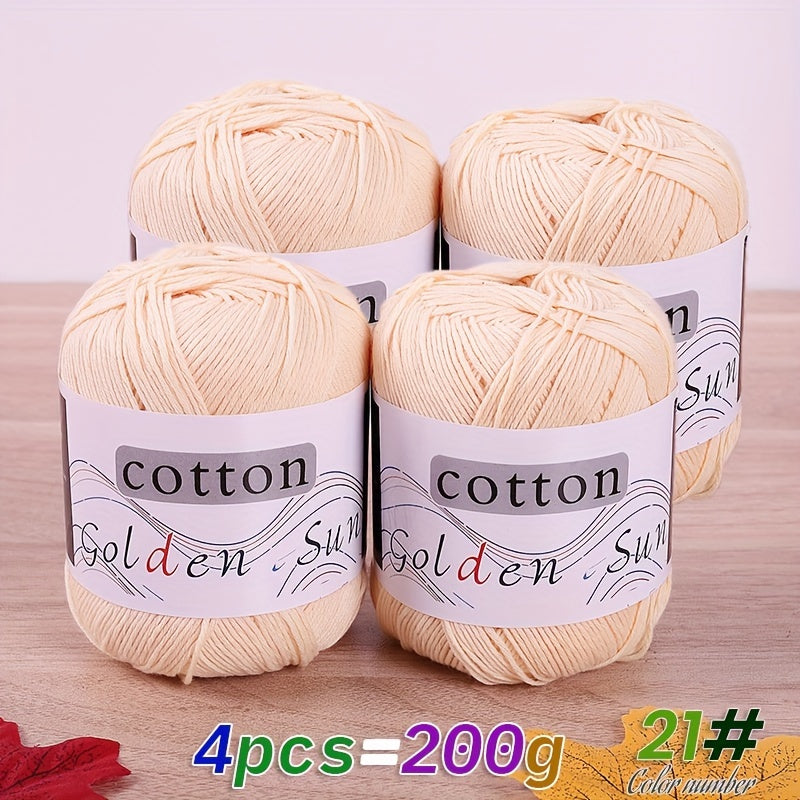 4pcs Cotton Yarn Medium Weight for Crocheting Knitting Multicolor Gradient Autumn Leaves Design