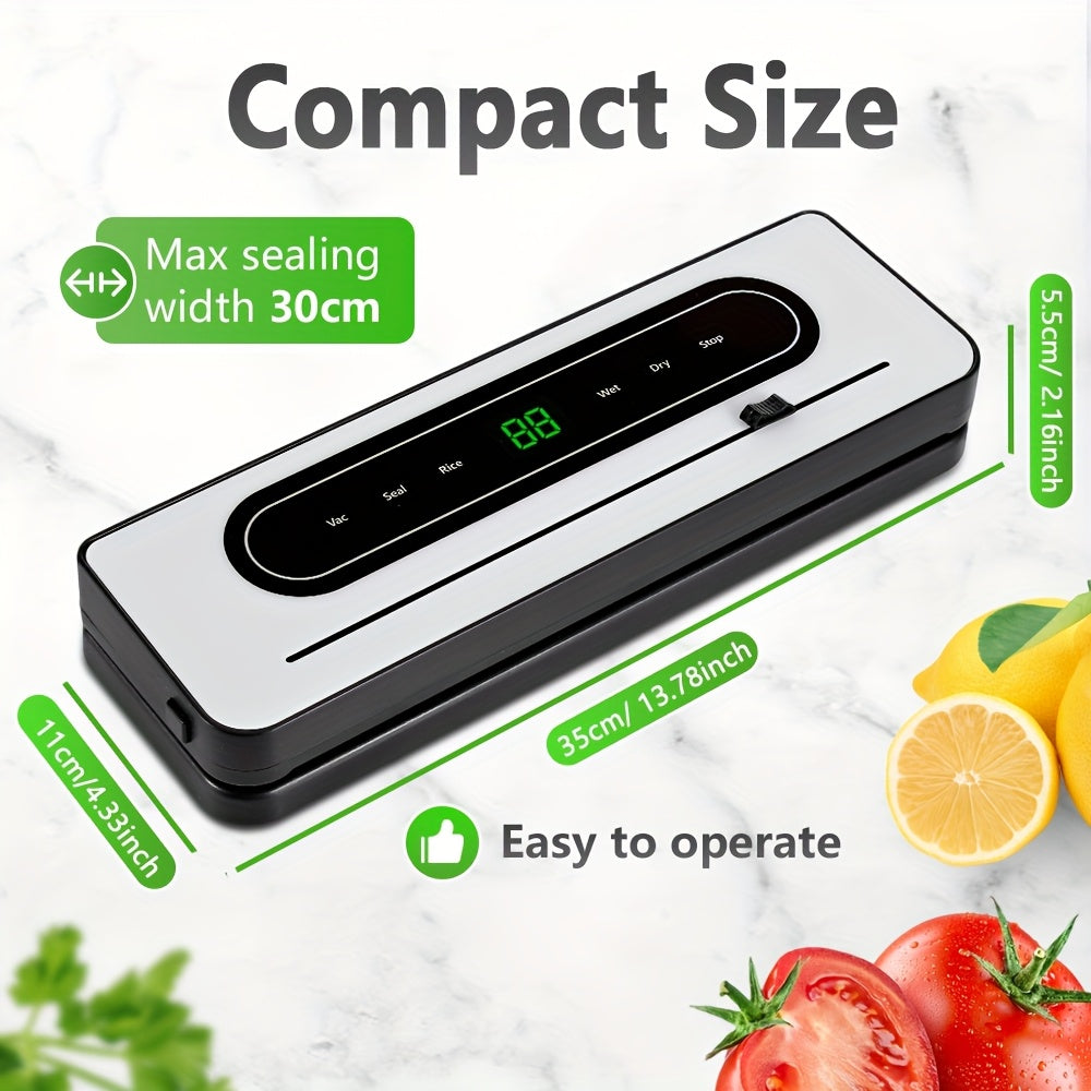 Avtomatik vakuum yopish mashinasi, kesgich bilan, quruq va nam oziq-ovqat rejimlari, LCD sensorli ekran, kuchli suv o'tkazmaydigan, oshxona oziq-ovqat saqlash
