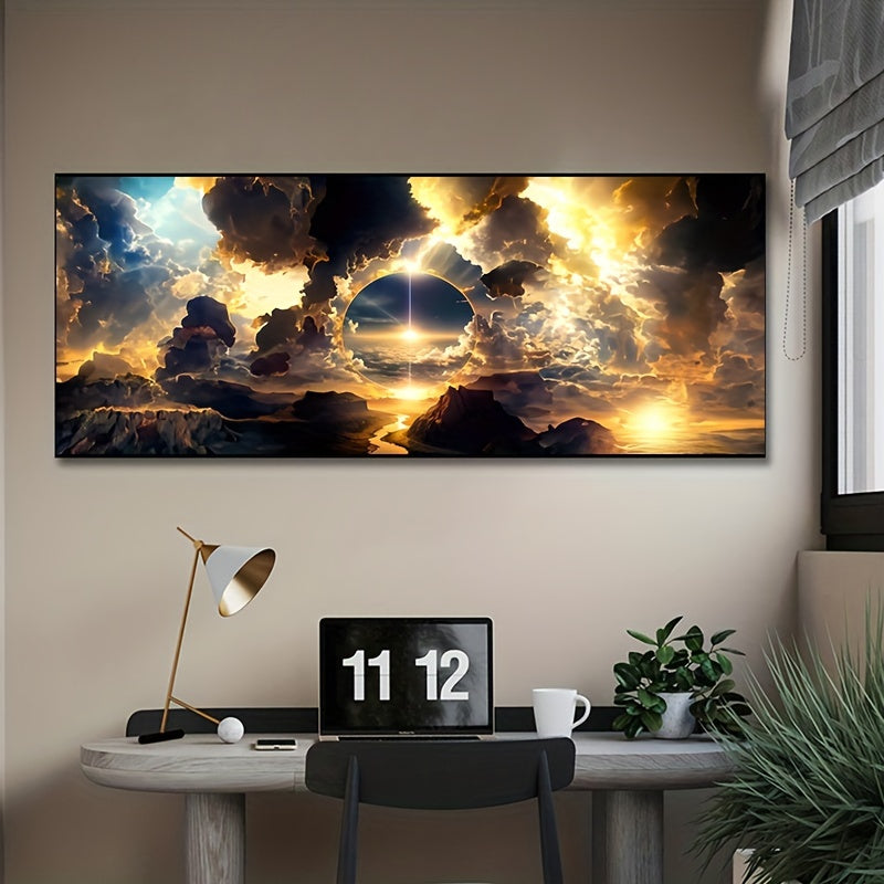 Arte de pared moderno en lienzo con paisaje, cielo, nubes y escena de montaña para sala de estar, dormitorio y oficina