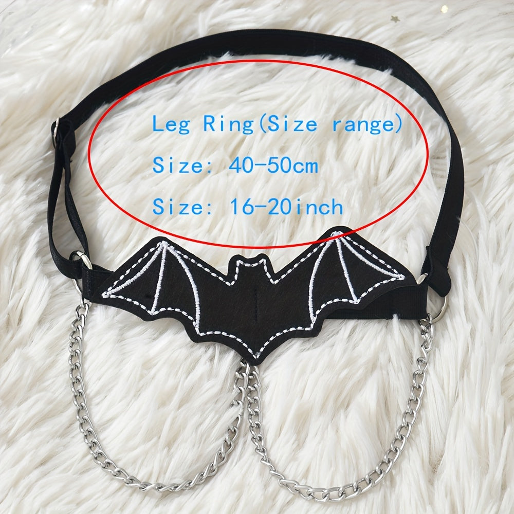 Women's Lingerie Accessories Bat Pattern Metal Chain Garter Belt with Drawstring Leg Loops