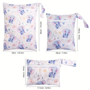 Set of 3 Elephant Print Waterproof Travel Pouches for Diapers, Yoga, Sports