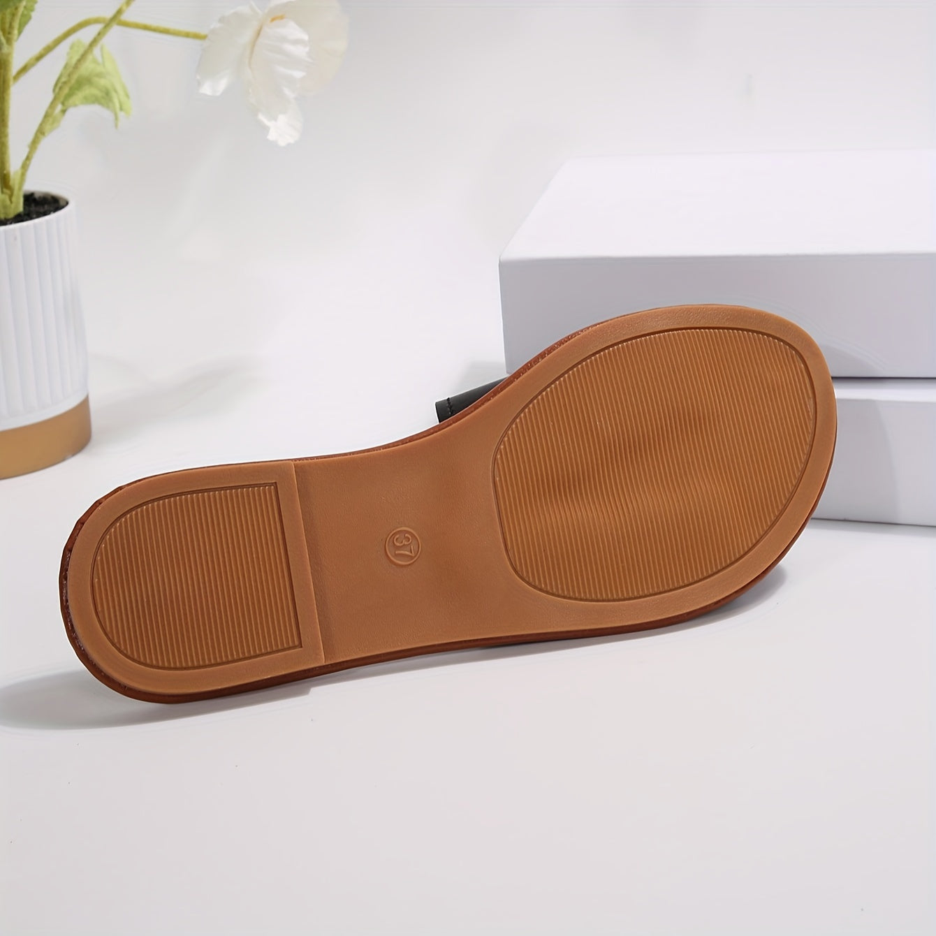 Women Flat Sandals Single Strap Black Summer Casual Flip Flops