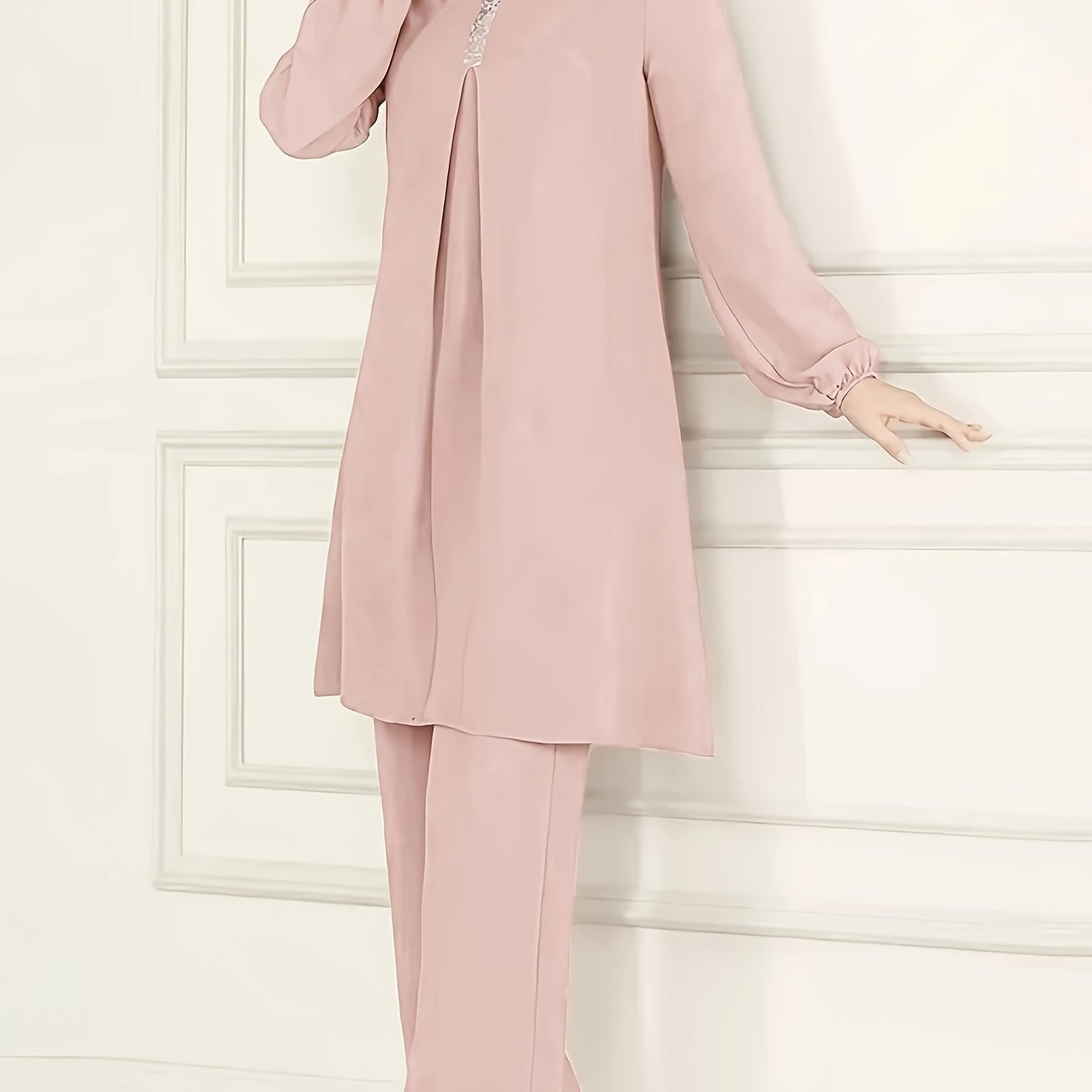 Muslim Clothing Long Sleeve Solid Color Woven Polyester Traditional Attire