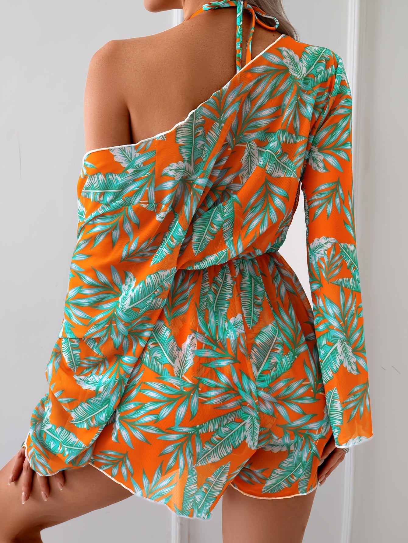 Women's Sun Protection Suit Three-Piece Set with Sexy Print and Lace