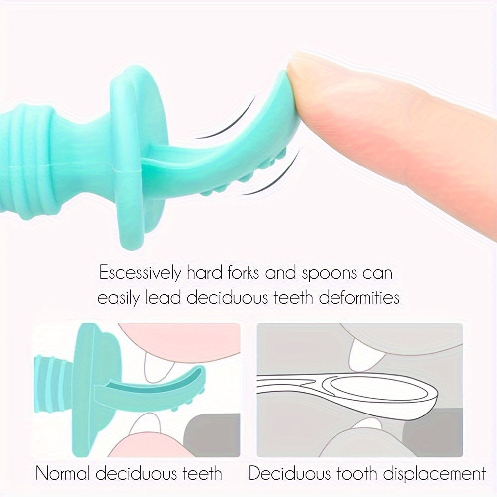 Silicone Baby Utensil Set Fork and Spoon for Soft Feeding and Training