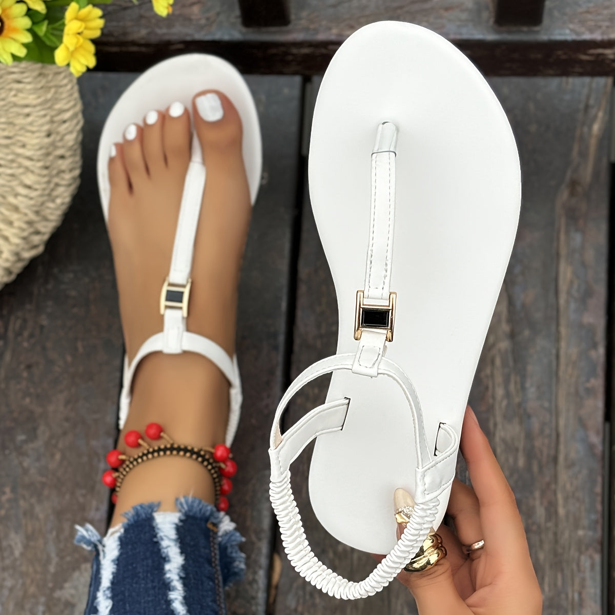 Women's Bohemian Flat Sandals Open-Toe Strappy Synthetic Vibrant Colors