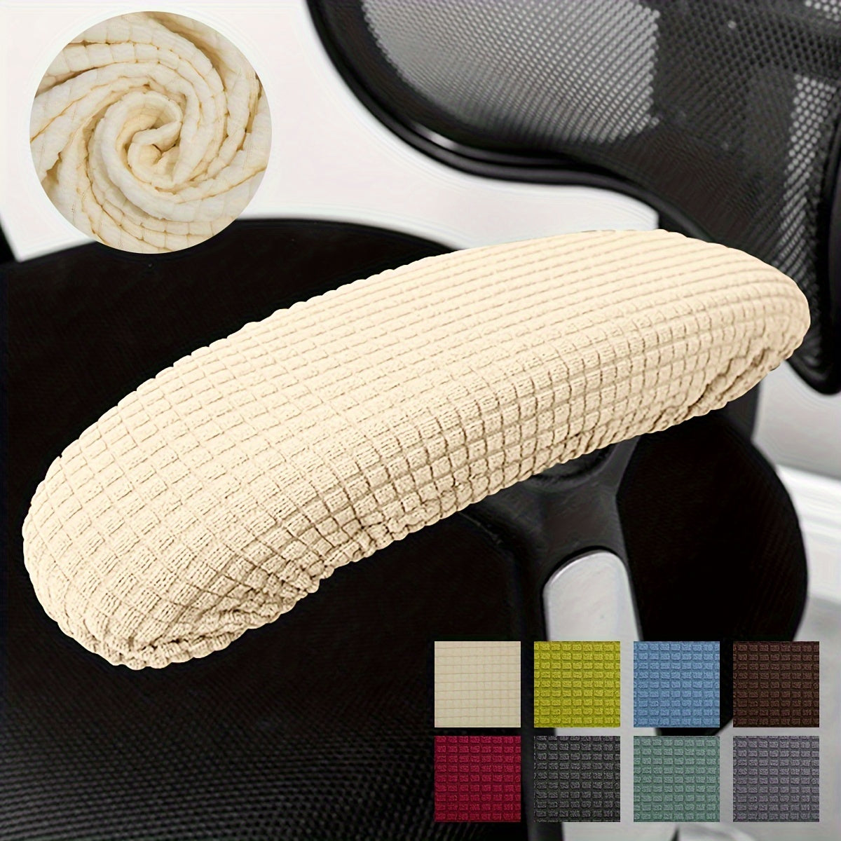 2pc Stretchable Fleece Armrest Covers for Gaming and Office Chairs Beige and Colors
