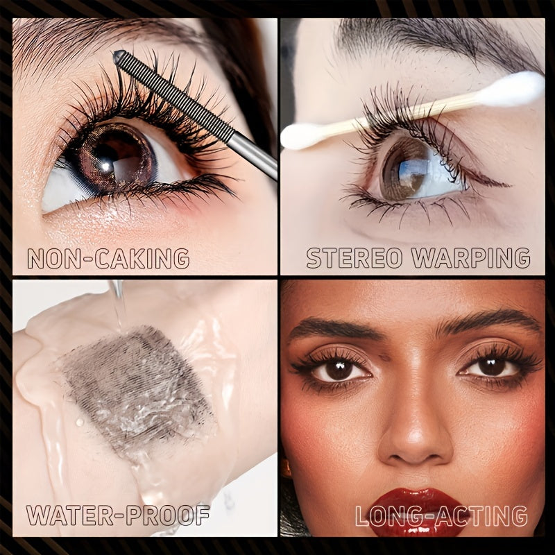 Máscara de acero impermeable para mujer, negra, de larga duración y rizado, sin grumos