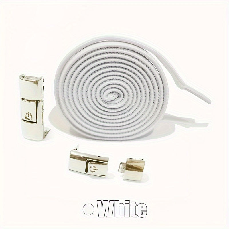 Unisex Elastic Flat Shoelaces With Metal Buckles No Tie Shoe Accessories