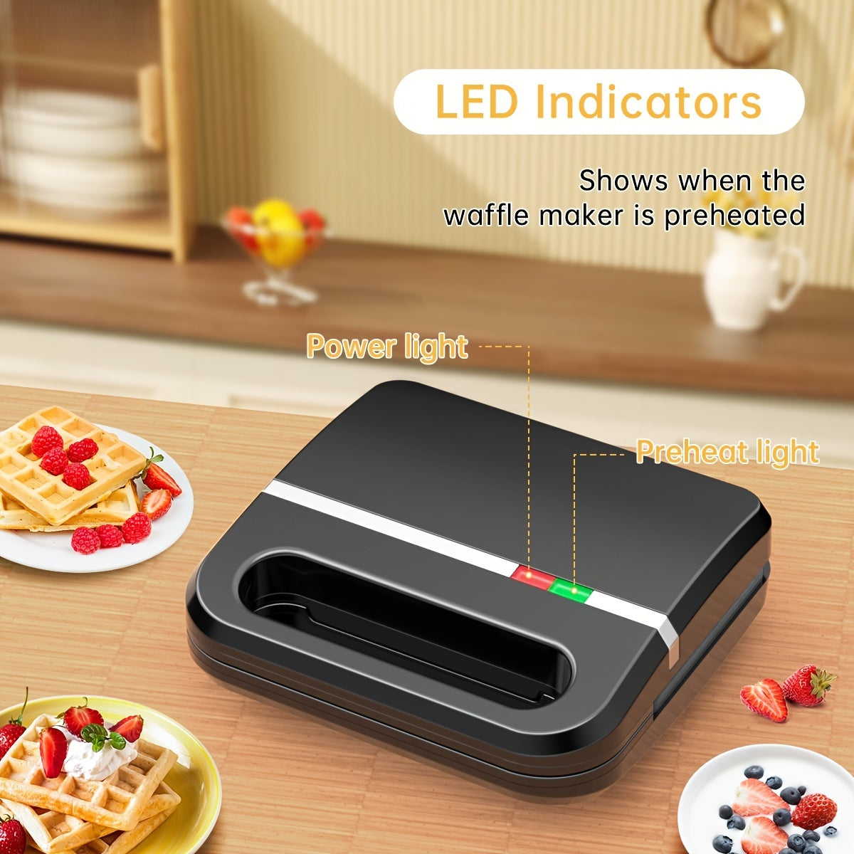 Завтрак-мейкер с быстрым нагревом, сенсорным управлением, вафельницей и сэндвичницей, 1000 Вт