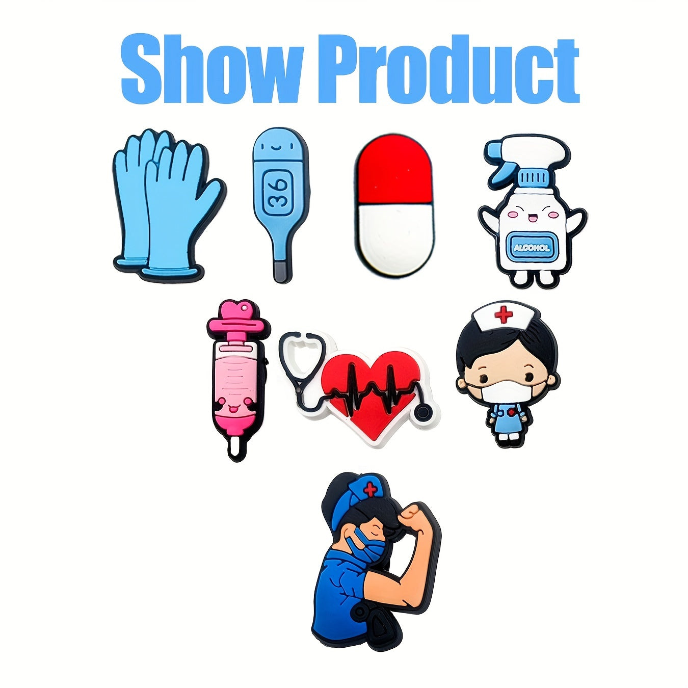 25-to'plam tibbiy poyabzal charm'lari PVC hamshira sog'liqni saqlash ikonlari poyabzal aksessuarlari