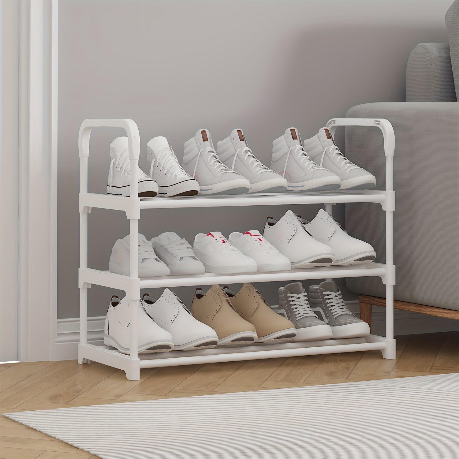 3-Tier Metal and Plastic Shoe Rack with Stable Design and Easy Assembly