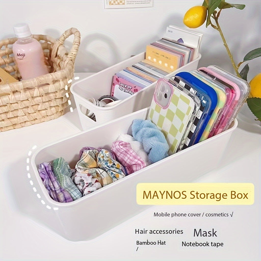 Set of 10 White Plastic Storage Bins for Kitchen, Bedroom, Bathroom Organizing