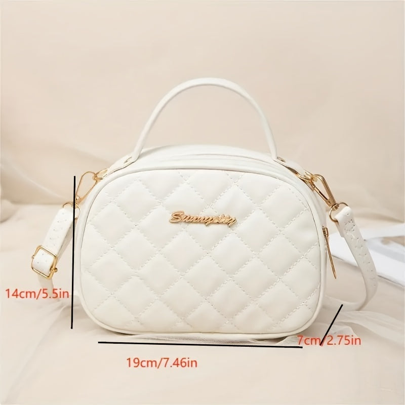 Girls Crossbody Bag with Embroidered Rhombus Design Mobile Phone and Coin Pouch Compartments