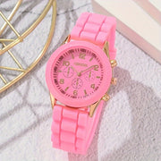 Set of 2 Silicone Wrist Watches for Teenagers with Casual Straps and Pointer Display