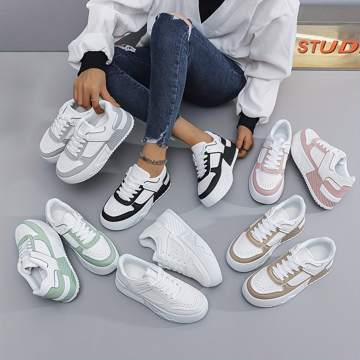 Women's Casual Wedge Sneakers - All-Season Lace-Up Shoes, Lightweight