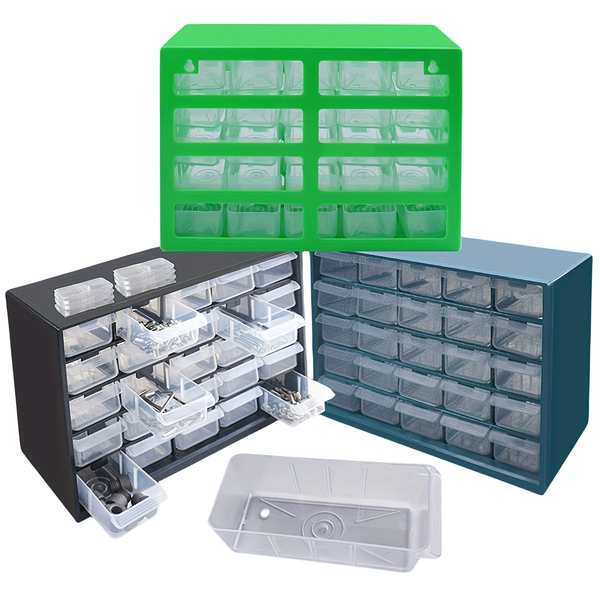 Wall-Mounted Plastic Drawer Parts Organizer with 25 Compartments for Screws and Electronic Components