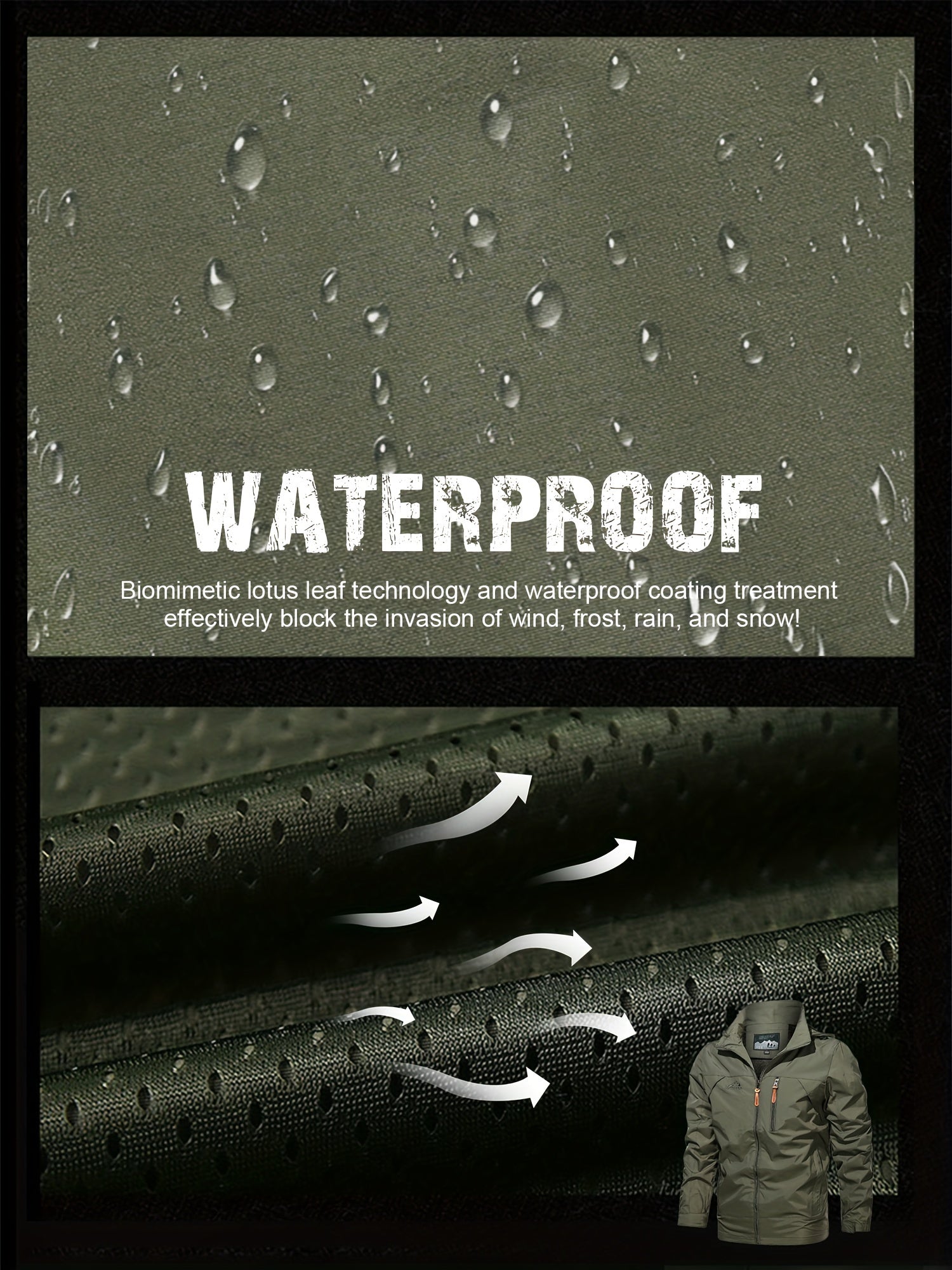 Men's Windproof Hooded Windbreaker Jacket for Outdoor Sports and Hiking