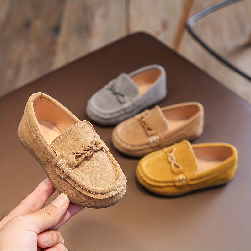Kids Slip-On Loafers with Soft Fabric Upper Non-Slip Rubber Sole Breathable Lining All-Season
