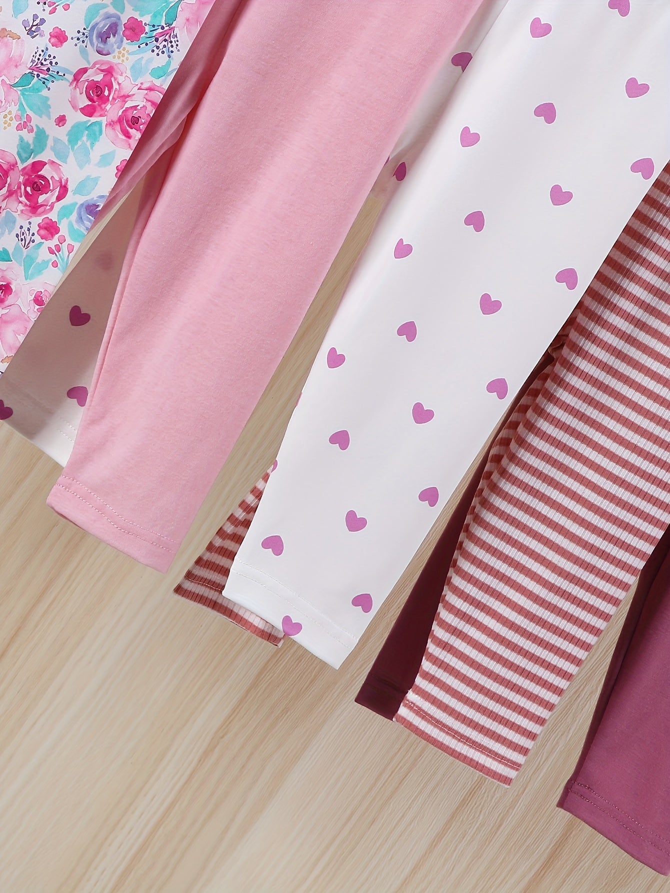 Девочкиные трикотажные полиэстеровые штаны 5 шт. Цветочный сердце в полоску Весна Осень Повседневные