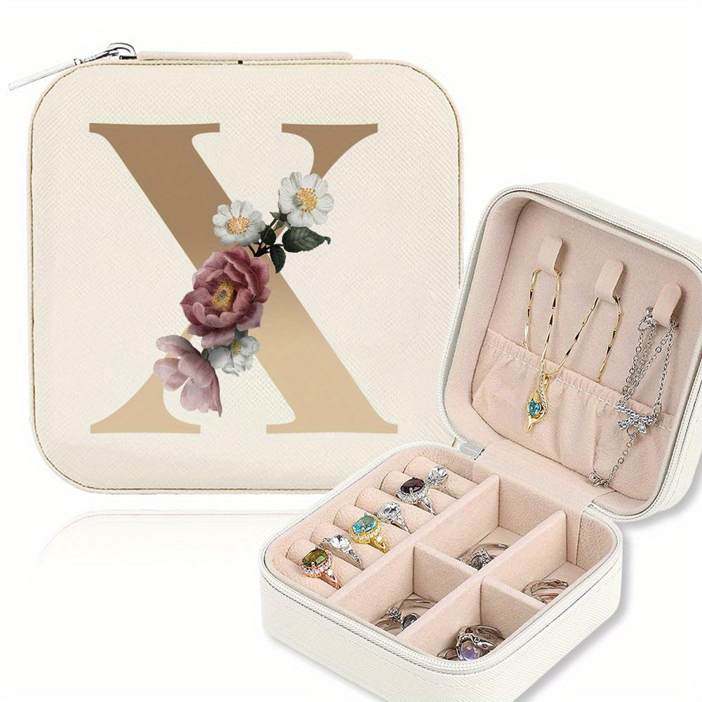 Mini Portable Zipper Jewelry Storage Box for Rings Necklaces and Studs