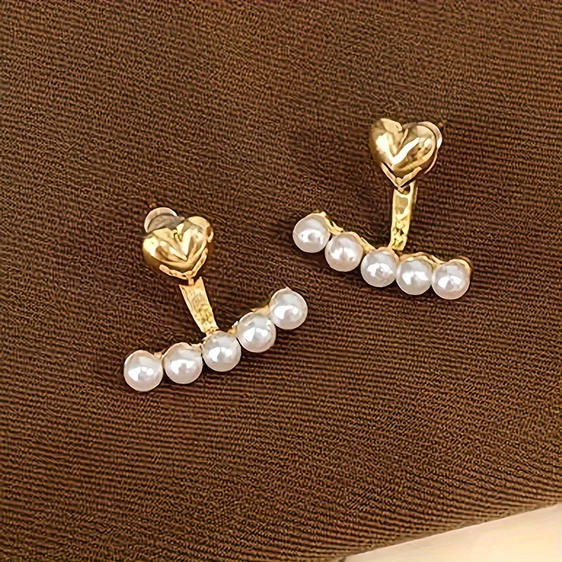 Ayollar modasi uchun soxta marjonli sirg'alar, kumush bilan yakunlangan, nafis uslub