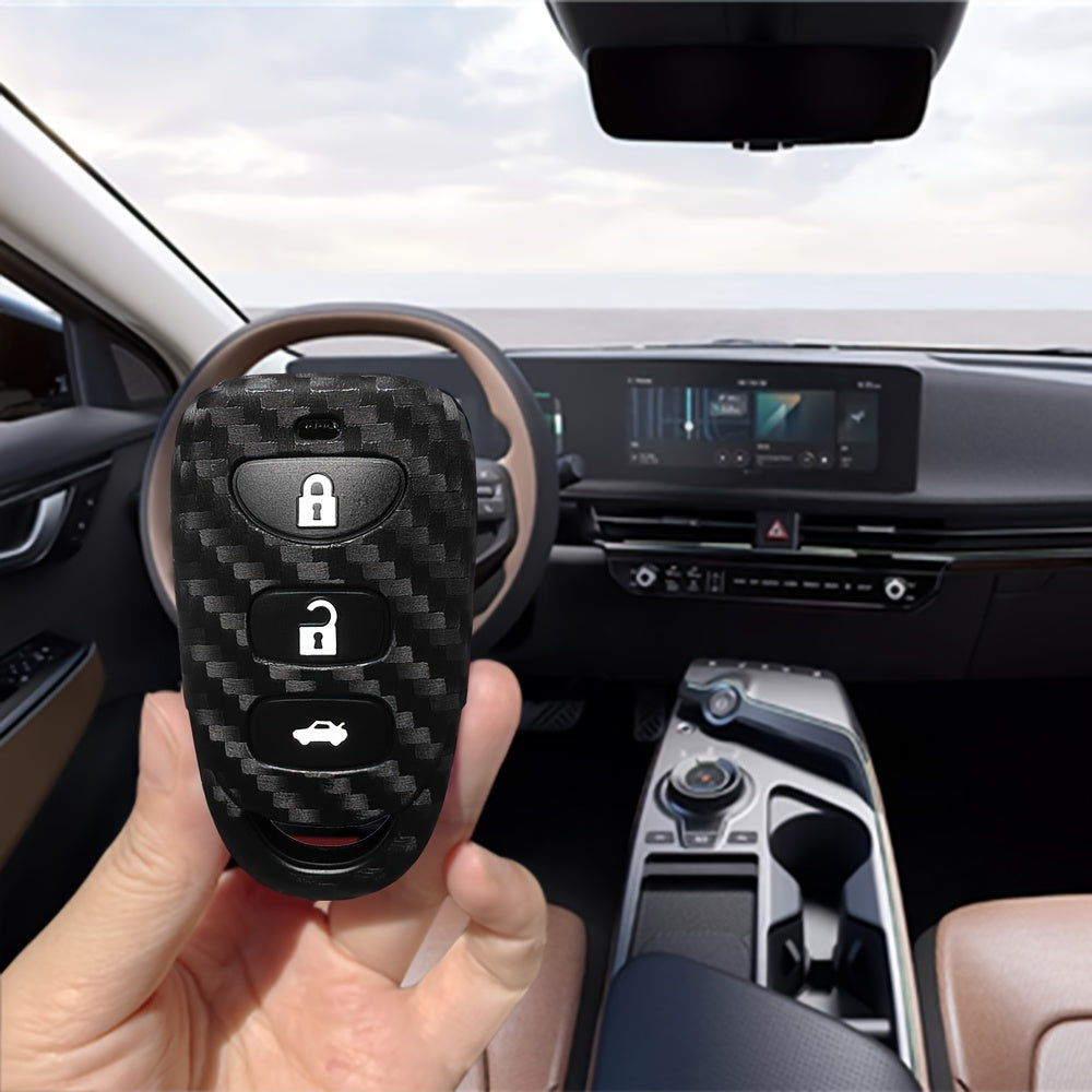 Silicone Car Remote Key Cover Carbon Fiber Style for Universal Vehicles