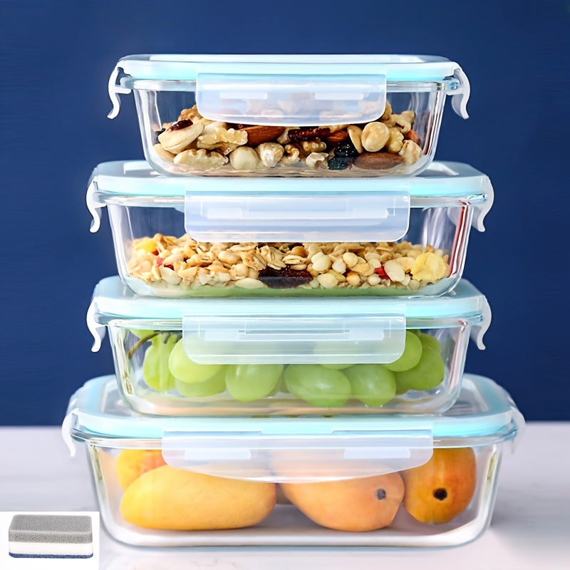 Glass Storage Container Set with Snap Lock Lids Microwave Oven Freezer Dishwasher Safe