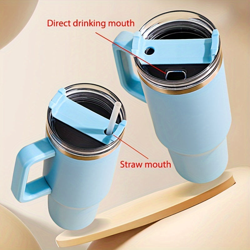 Vaso aislante de acero inoxidable con asa y pajilla para bebidas calientes y frías 20oz