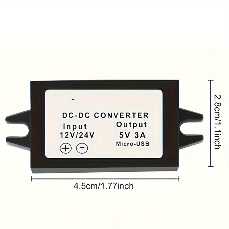 Adaptador de corriente USB Type-C de 12V/24V a 5V para Raspberry Pi, teléfonos móviles y coches