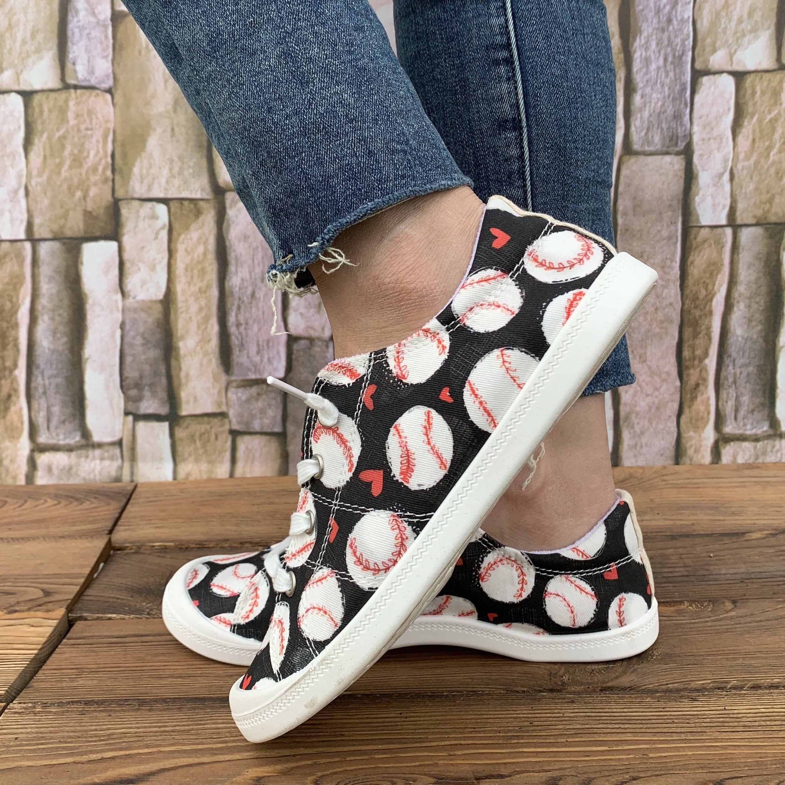 Women's Black Slip-On Casual Baseball Shoes Comfortable Soft Sole