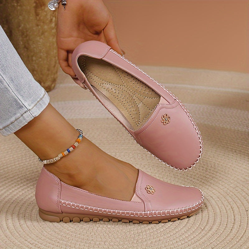 Women's Solid Color Casual Flat Loafers Slip-On Comfort Shoes