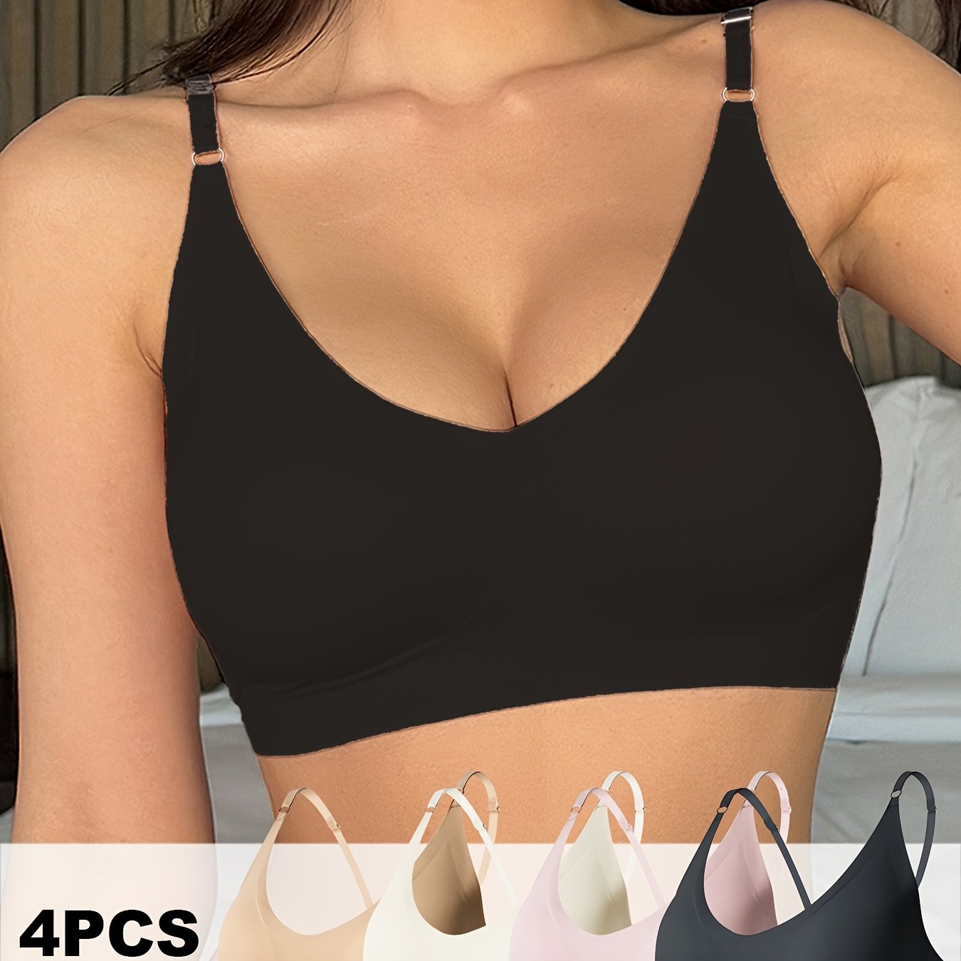 4Pcs Set Women's Glossy Traceless Invisible Comfortable Hair Ties