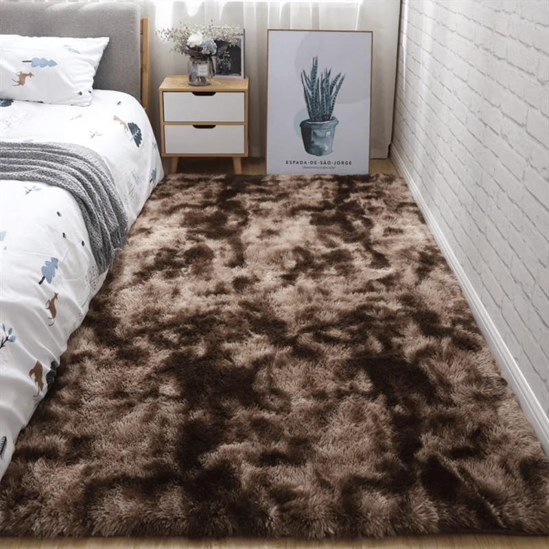 Plush 4.01cm Thick Anti-Slip Tassel Shaggy Carpet for Bedroom Entryway Hallway