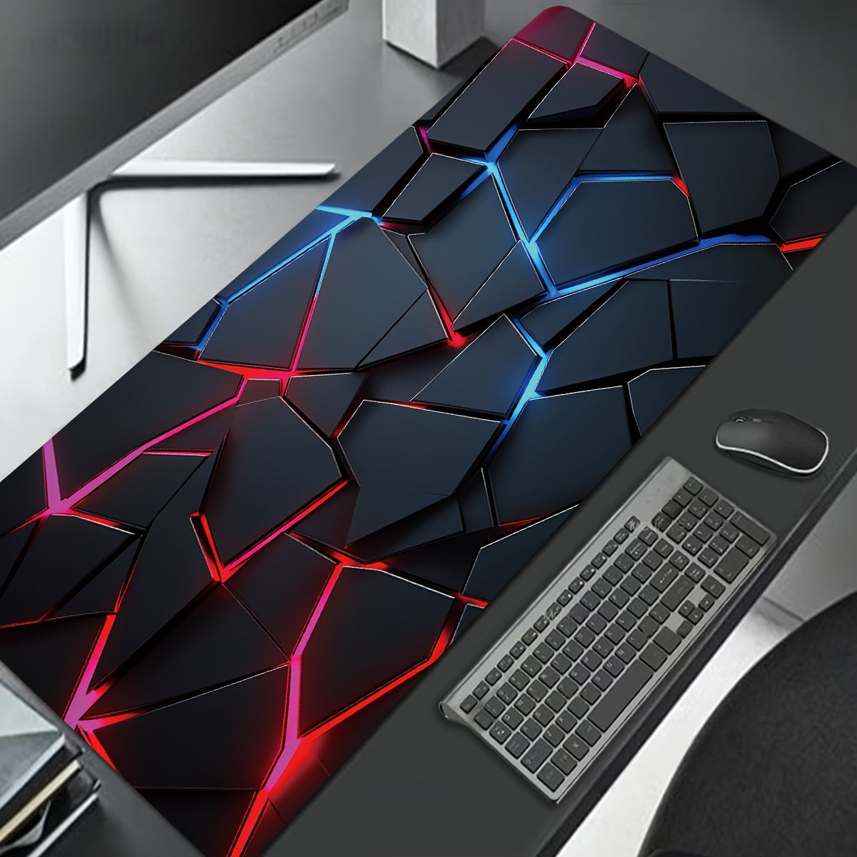 90x40cm Rectangle Gaming Mouse Pad with Red and Blue Gradient Non-Slip Rubber Base