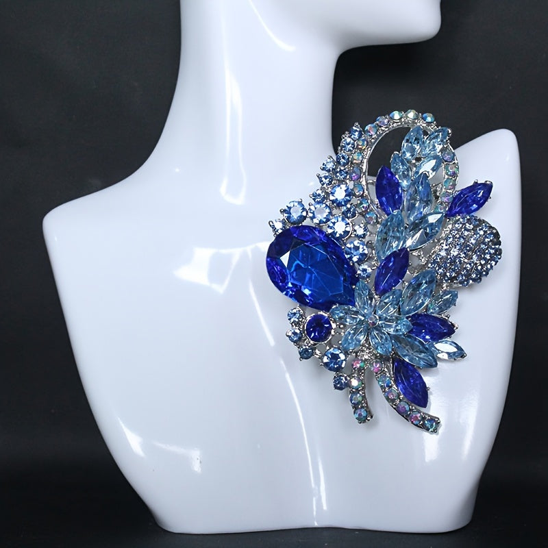 High-End Rhinestone Flower Lapel Pin for Women's Clothing Accessories