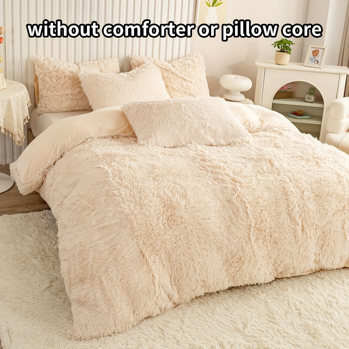 Set of 3 Pink Polyester Bedding Pieces for All Seasons Bedroom Decor