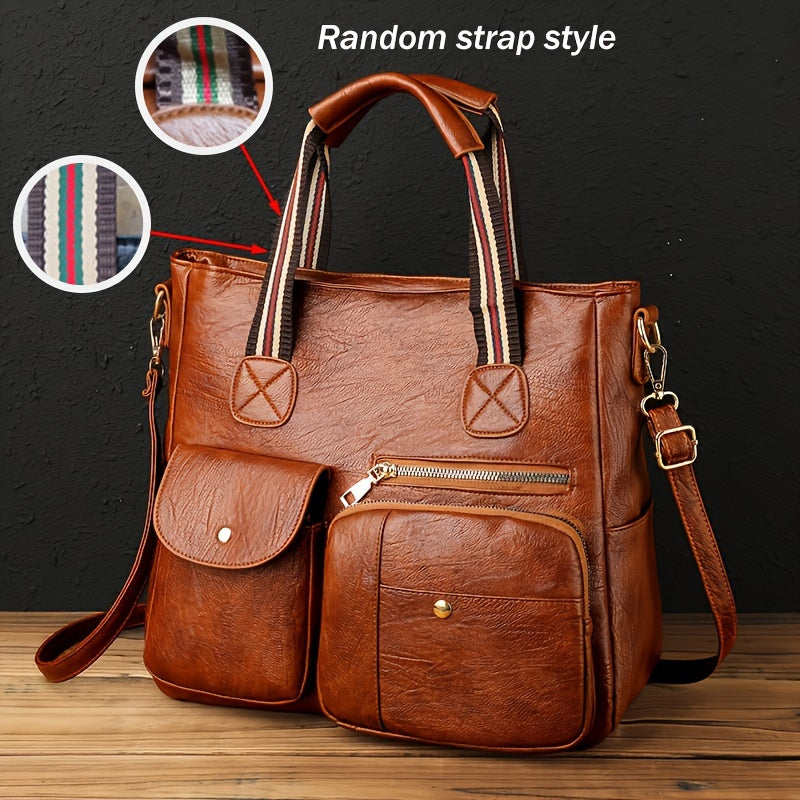 PU Crossbody Bag for Women with Multiple Pockets Lightweight Zipper Closure Removable Strap