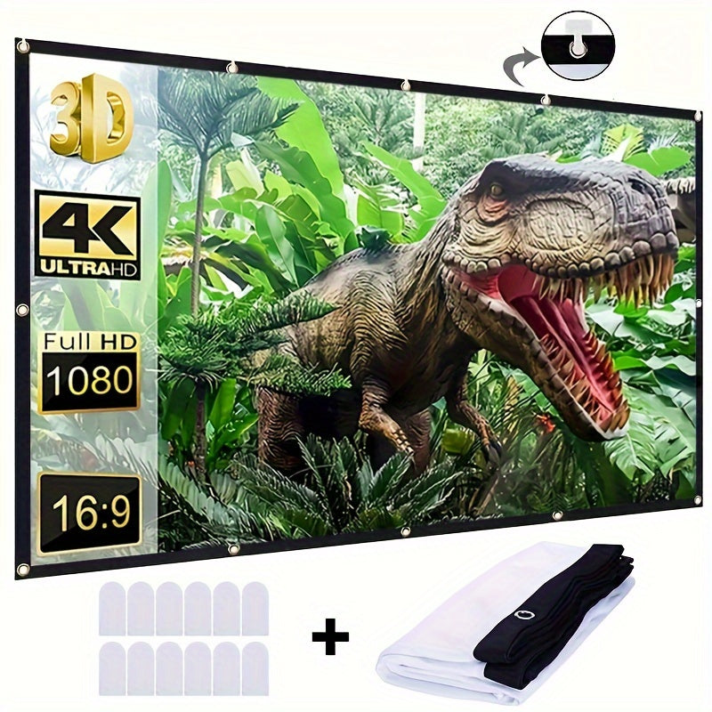 150 dyuymli bukiladigan 4K Ultra HD proektsiya ekran polyester matdan uy va tashqi foydalanish uchun