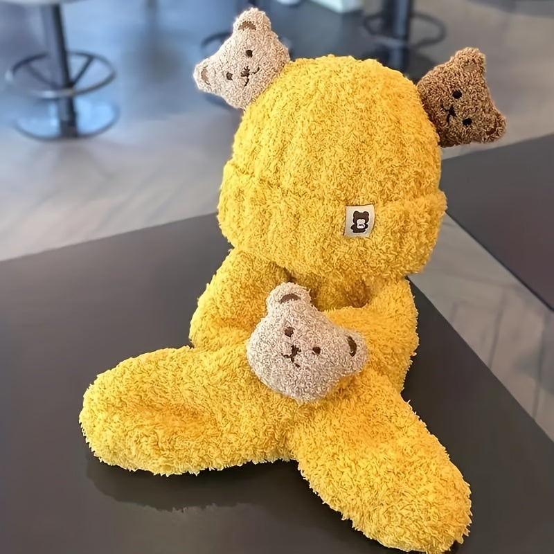 Girls Winter Hat and Scarf Set White for Ages 0-2 Cozy Animal Theme Lightweight