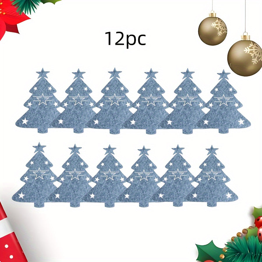 12-Piece Christmas Themed Cutlery Set with Matching Placemat and Table Decor